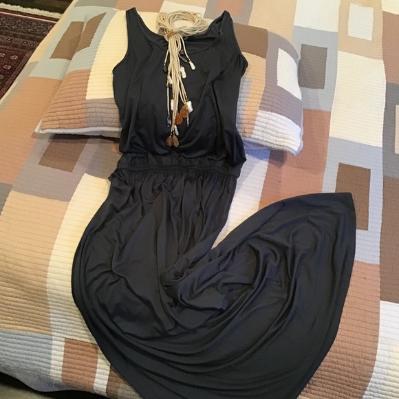 Tart Jersey Maxi Dress Gunmetal Gray Sz L - Picture 1 of 9